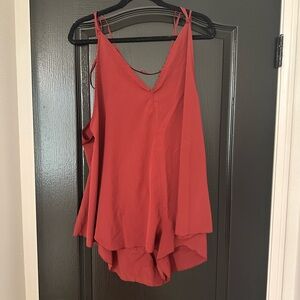 Women's Red Sleeveless Romper
